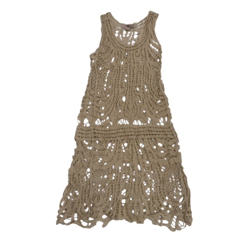 Forever 21 Gold Crochet Sleeveless MIDI Dress Size Small Women’s